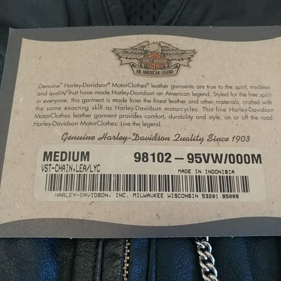 Women's Medium M Harley-Davidson Leather Fabric (back) Vest 98102-95VW NWT - Picture 3 of 7